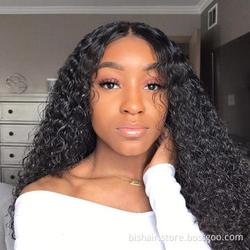 kinky curly Front Lace Wig Female 4x4 Lace Closed Curly Real Human Hair Wig 10A 150% Density Brazilian Hair Wig